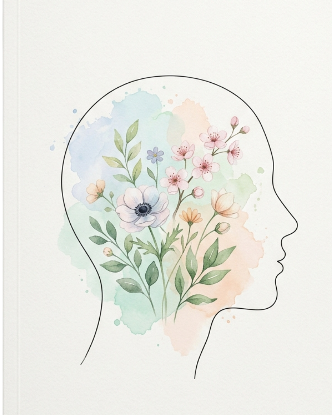 Perfiles humanos con flores - Salud mental y crecimiento personal